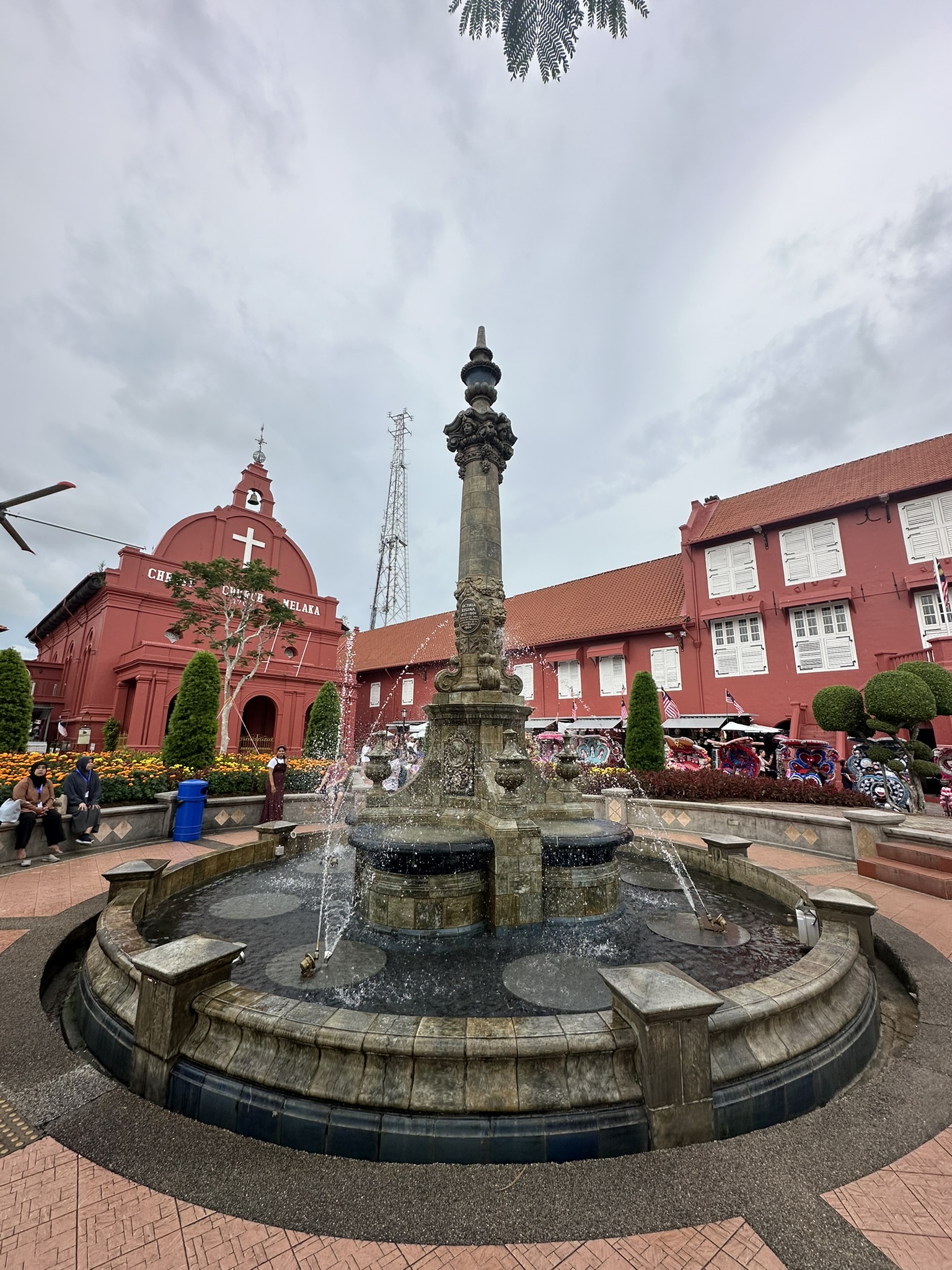 Dutch Square a Malacca con gli edifici coloniali rossi