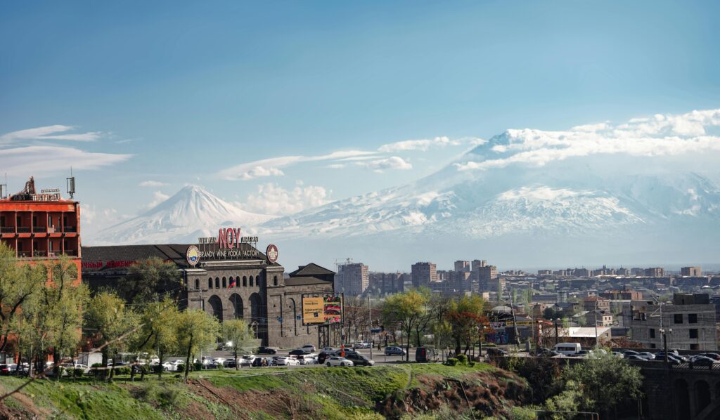 Captivating view of Yerevan cityscape with Mount Ararat in the background.